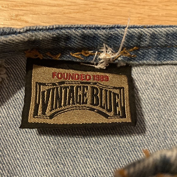 Vintage Blue Button Front Jean Skirt - Picture 4 of 5